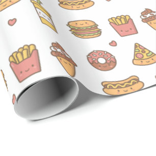 Mooie Snelvoedsel Doodles Voor Haar Inpakpapier