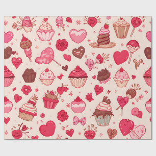 Mooie snoep & zoete Valentijn naadloos patroon Cadeaupapier