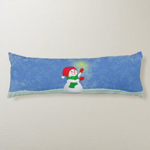 Mooie Snowman op Sky Blue Body Pillow Lichaamskussen