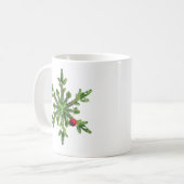 Mooie Snowy Pine Snowflake kerst Koffiemok (Voorkant links)