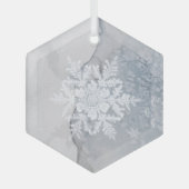 Mooie Snowy Snowflake kerst Glas Ornament (Voorkant)