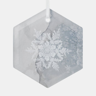 Mooie Snowy Snowflake kerst Glas Ornament