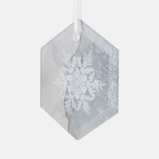 Mooie Snowy Snowflake kerst Glas Ornament (Voorkant links)