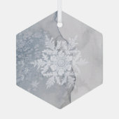 Mooie Snowy Snowflake kerst Glas Ornament (Achterkant)