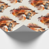 Mooie Sorrel Horse Portrait Pattern Cadeaupapier (Hoek)