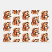 Mooie Sorrel Horse Portrait Pattern Inpakpapier Vel (Voorkant)