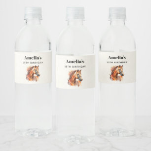 Mooie Sorrel Horse Portret Verjaardag Waterfles Etiket