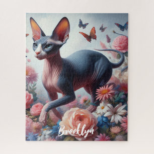 Mooie Sphynx Kat & Bloemen Legpuzzel