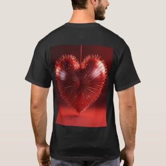 Mooie Spike Heart, 3D render, 8K, donkerrood de T-shirt