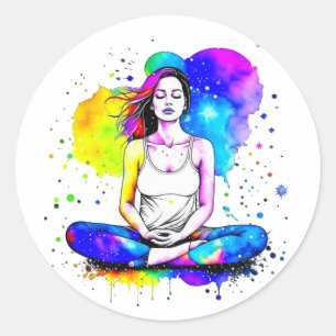 Mooie Spirituele Art Lady Mediteren Ronde Sticker