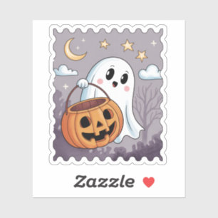 Mooie spook Halloween-postzegel Sticker