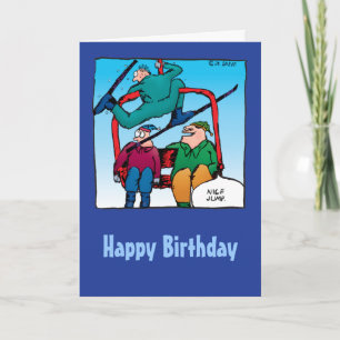 Mooie springen! Skiers Birthday Card Kaart