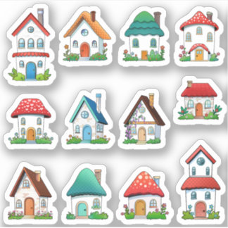 Mooie sprookjeshuizen scrapbooking cartoon huizen sticker