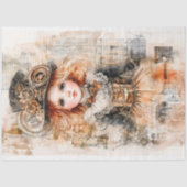 Mooie Steampunk Jong Meisje AN8 Decoupage Tissuepapier (Voorkant)