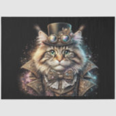 Mooie Steampunk Maine Coon Kat Decoupage Tissuepapier (Voorkant)
