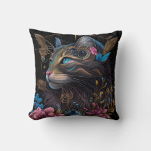 Mooie steampunk Maine Coon met bloemen AI-kunst