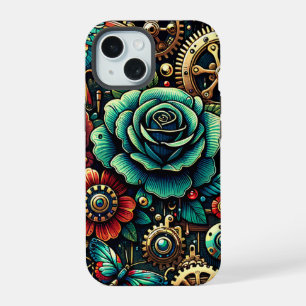 Mooie Steampunk Themagetrokken Tandenwielen en Roz iPhone 15 Hoesje