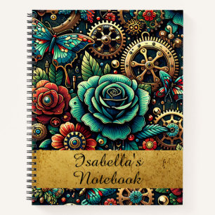 Mooie Steampunk Themagraders en Rozen Notitieboek