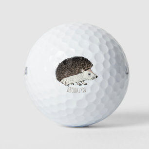 Mooie stekelige egel cartoonillustratie golfballen
