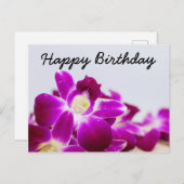 Mooie Stem van Paarse Orchidee op witte verjaardag Briefkaart (Voorkant / Achterkant)