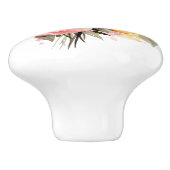 Mooie stengels van perzik en roze rozen keramische knop (Zijkant)