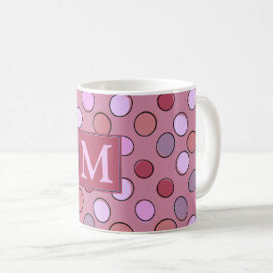 Mooie Stippen Roze Patroon Monogram Koffiemok