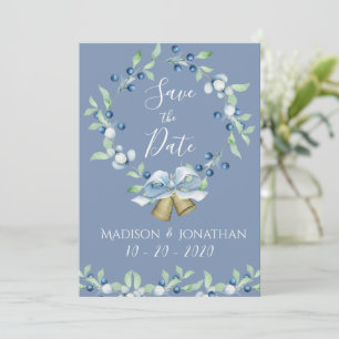 Mooie Stofblauwe Krans Elegant Eenvoudig Save The Date