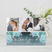 Mooie Stoffige Blauwe Bruiloft Dank u Bedankkaart (Staand voorkant)