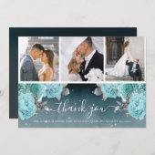 Mooie Stoffige Blauwe Bruiloft Dank u Bedankkaart (Voorkant / Achterkant)