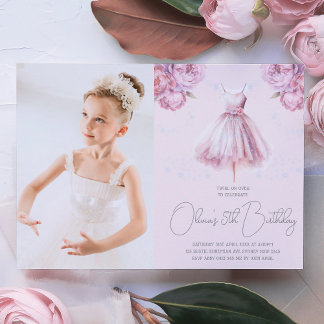 Mooie Stoffige Roze Ballerina Verjaardag met Foto Kaart