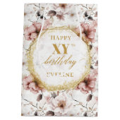 Mooie Stoffige Roze Boho Gouden Verjaardag Gift Ba Medium Cadeauzakje (Achterkant)