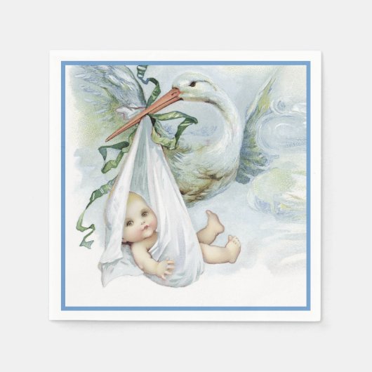 Mooie  Stork Baby Boy Shower Servetten (Voorkant)