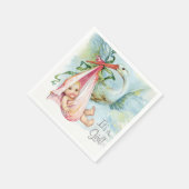 Mooie  Stork Baby Meisje Douche Servetten (Hoek)