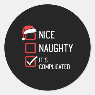 Mooie stoute lijst met zijn gecompliceerde kerst 2 ronde sticker