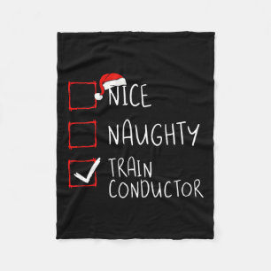 Mooie stoute trein conductor kerstlijst motor fleece deken
