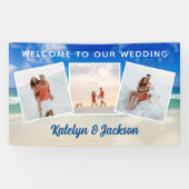Mooie Strand Foto Collage Bruiloft Welkom Spandoek (Horizontaal)