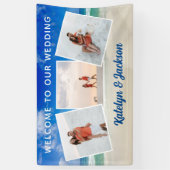 Mooie Strand Foto Collage Bruiloft Welkom Spandoek (Verticaal)