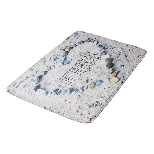 Mooie Strand Hart Vorm Stenen Custom Badmat (Gekanteld)