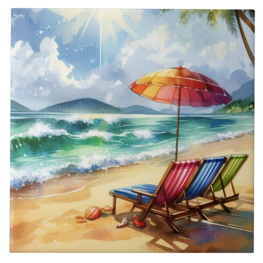 Mooie strand scene tegeltje (Voorkant)