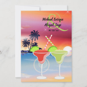 Mooie strand Sunset Margarita Love Wedding Kaart
