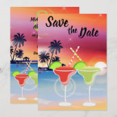 Mooie strand Sunset Margarita Love Wedding Save The Date (Voorkant / Achterkant)