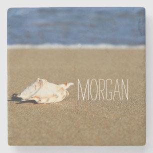 Mooie strand Waves   Seashell Monogram Stenen Onderzetter