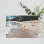 Mooie strand zomer tropisch huwelijk RSVP kaartje (Staand voorkant)