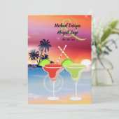 Mooie strand zonsondergang margarita liefde bruilo kaart (Staand voorkant)