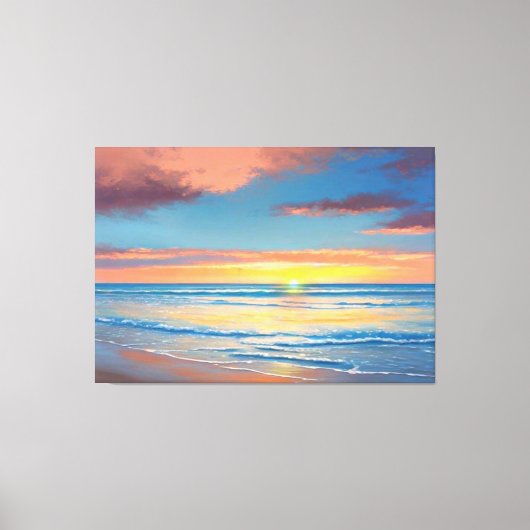 Mooie strand zonsondergang schilderij Canvas Print (Voorkant)