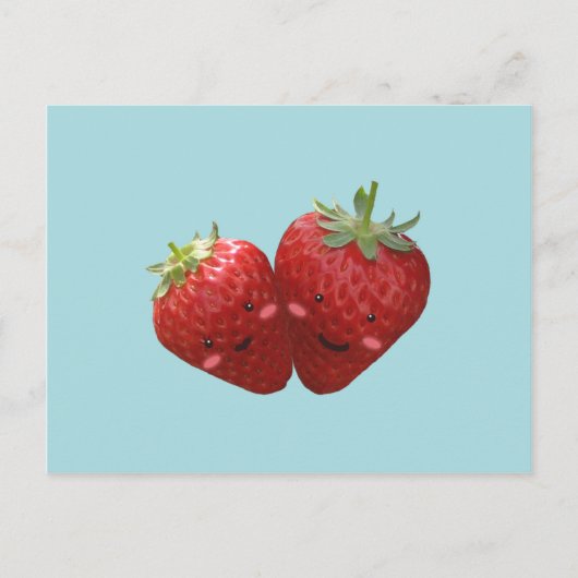 Mooie Strawberry Paar Briefkaart (Voorkant)