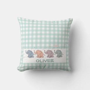 Mooie stripolifanten gingham kussen