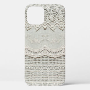 Mooie, subtiele, witte textielvlies dicht bij elka iPhone 12 hoesje