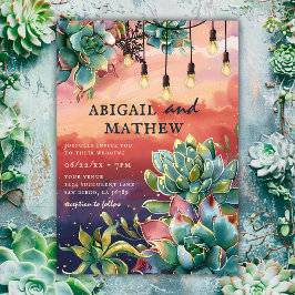 Mooie Succulente Cactus Sunset SoCal Bruiloft Kaart