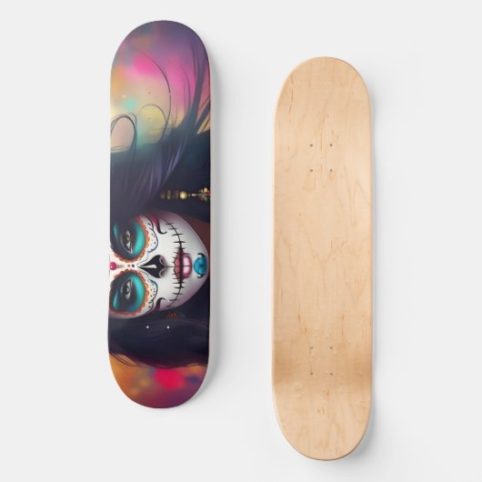 Mooie Sugar Skull Vrouw Schaats Deck Skateboard (Voorkant)